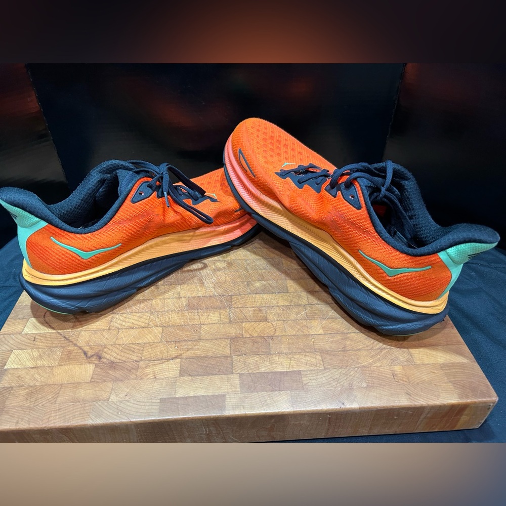 Orange and Black Hoka Running Shoes Clifton 9